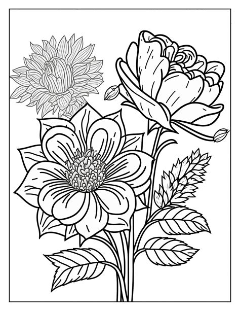 FREE 50 Flower Floral Coloring Pages For Kids and Adults in 2024 ...