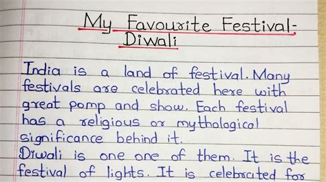 My Favourite Festival - Diwali Essay in English ||Write an Essay on ...