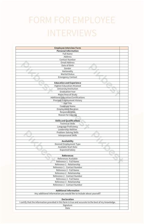 Image result for Interview Form Format