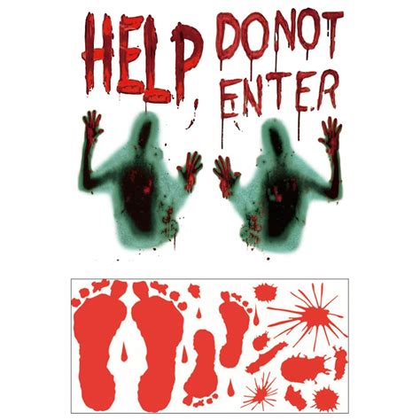 Buy Artibetter 2 Sheets Halloween Blood Stickers Ghost Blood Handprint ...