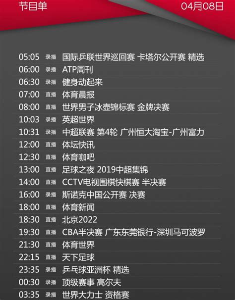 今日央视节目单 CCTV5直播冰壶+CBA半决赛广东PK深圳+天下足球