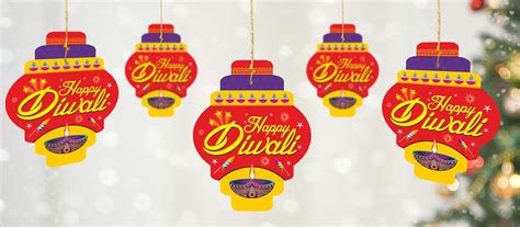 TOTXE Happy Diwali Kandeel Shape Hanging Paper Cards Decoration for ...