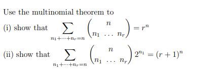Image result for Multinomial Theorem Example