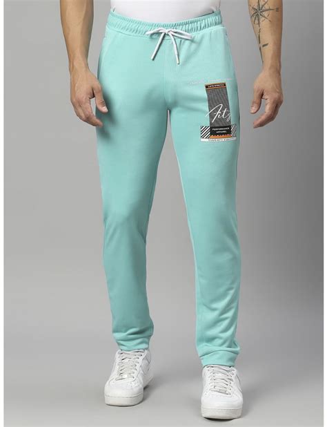 Fitz Solid Polyester Slim Fit Trackpant - Aqua Marine