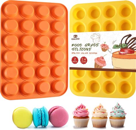 Amazon.com: 2PCS Silicone Mini Muffin Cupcake Pan, Kaloo Nonstick 24 ...