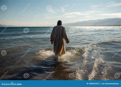 Christ Walking On Water, Jesus Walked On Water, Sea Of Galilee. Stock ...
