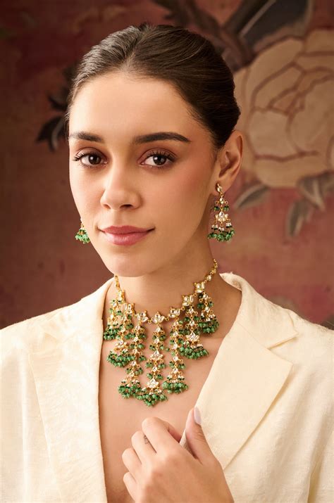 Madeleine Green Kundan Necklace Set – Paisley Pop Shop