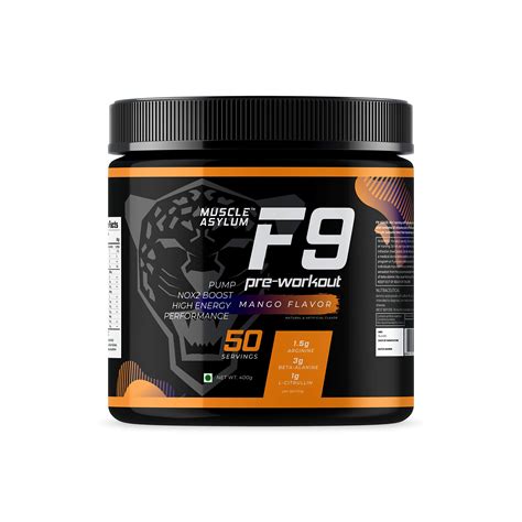 Muscle Asylum F9 Pre Workout 50 Servings 400gm Mango - Flavor : Amazon ...