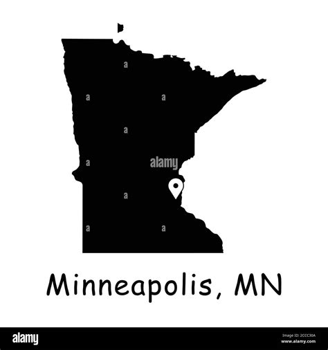 Minneapolis on Minnesota State Map. Detailed MN State Map with Location Pin on Minneapolis City ...