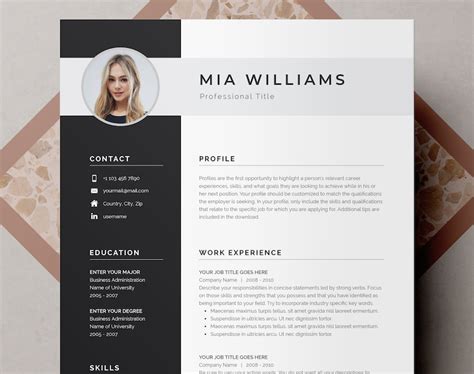 Buy Resume Template Resume Template Word Resume With Photo Online in ...