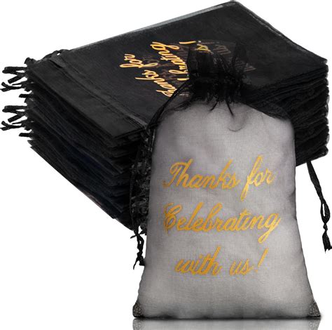 Amazon.com: 100 Pcs Thank You Bags Sheer Organza Bags Wedding Party ...