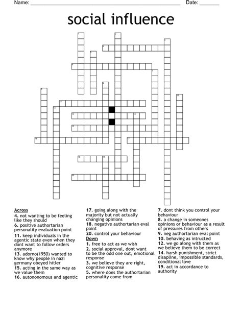 social influence Crossword - WordMint