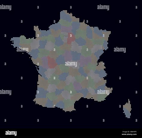 France dotted map. Digital style map of the country on a dark background. France shape with ... - size of france