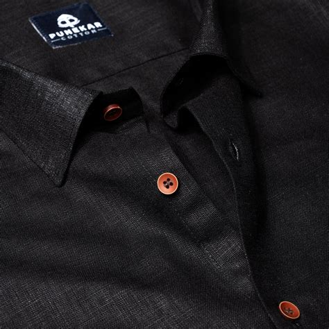 Black Color Linen Formal Shirts For Men – Punekar Cotton
