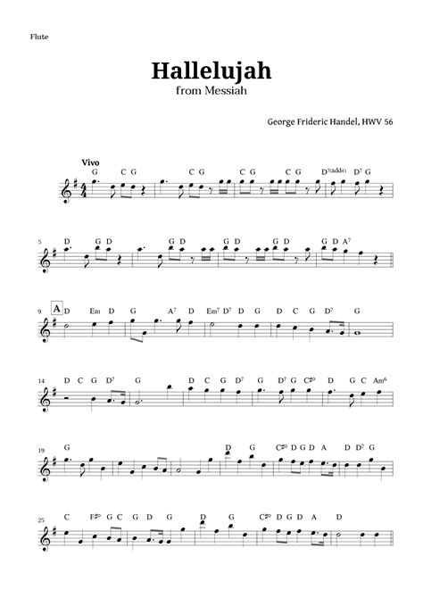 Hallelujah by Handel for Flute with Chords (arr. Langanho) by Handel ...
