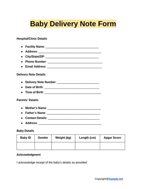 Image result for Delivery Note Sample Form
