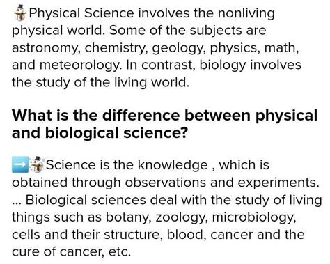 What is mean biological science and physical science - Brainly.in