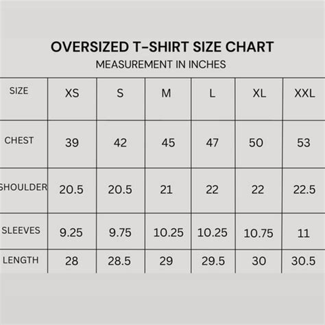 Oversized T-Shirt Size Chart – Wear Your Words