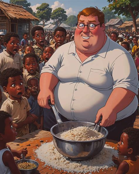 Peter Griffin feeding starving - Free AI Photo Generator - starryai