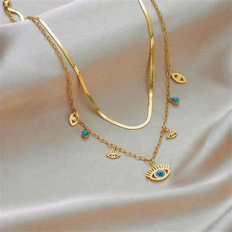 Anti Tarnish Evil Eye layered - Necklace – Snarx