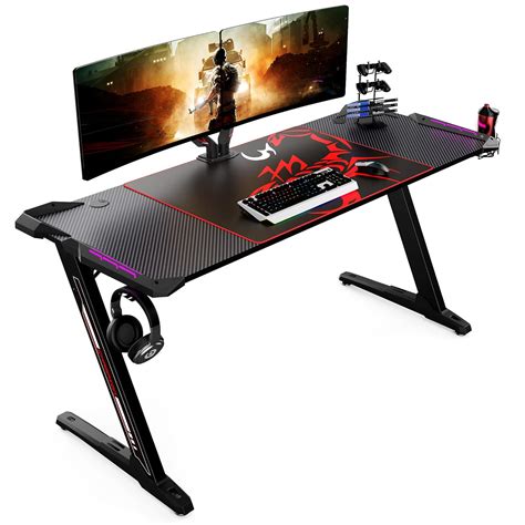 EUREKA ERGONOMIC Z60 Gaming Desk 60'' Z Shaped Large PC Computer Gaming ...