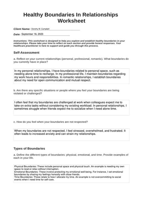 Healthy Boundaries In Relationships Worksheet & Example | Free PDF Download