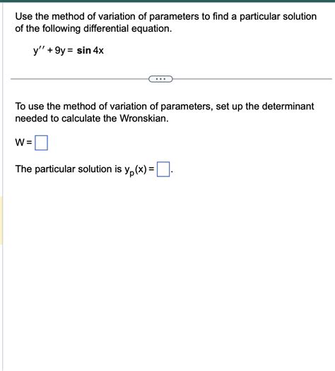 Image result for Variation of Parameters Particular Solution