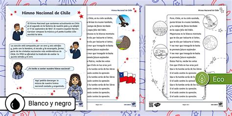 Letra del himno nacional de Chile para imprimir - Twinkl