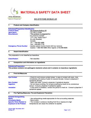Fillable Online MATERIALS SAFETY DATA SHEET - bMCSb Sanitation Fax ...