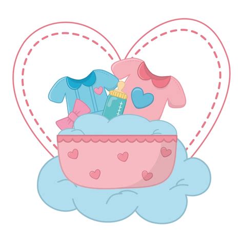 Cradle with baby clothes illustration | Premium Vector