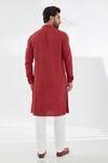 Buy Red Cotton, Silk Straight Kurta And Pant Set For Men by Rabani ...