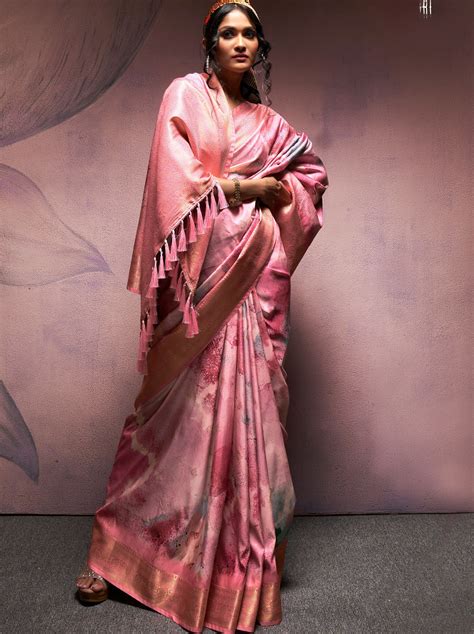 Taffy Pink Silk Blended Saree – TrendOye