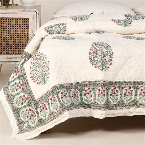 Buy Peepul Tree Single Bed Cotton Malmal Quilt/Dohar | Hand Block ...