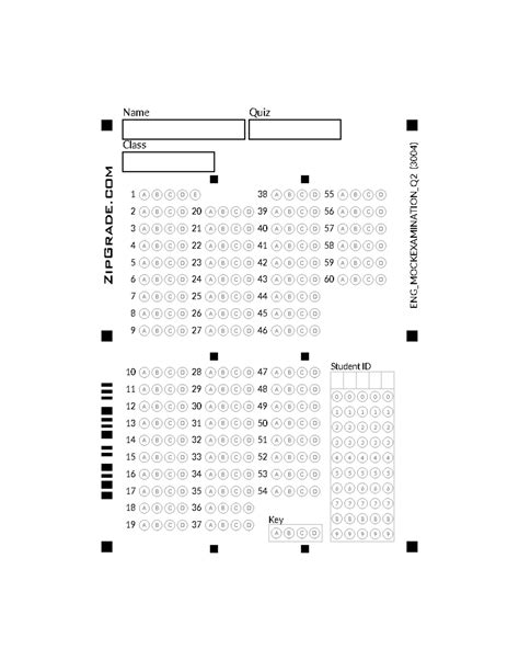 Sample Zipgrade Answer Sheets - Name Quiz Class Student ID 0 1 2 3 4 5 ...
