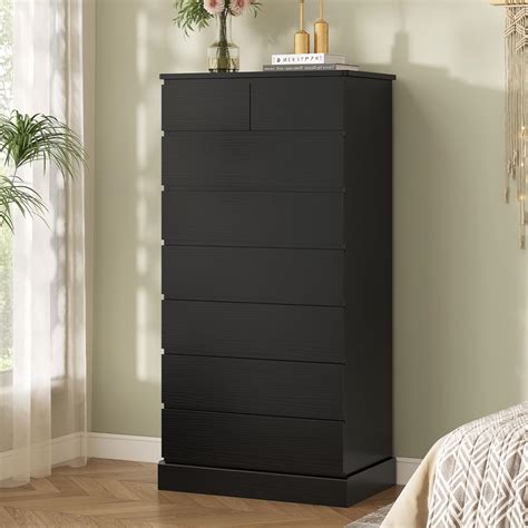 Amazon.com: Hasuit Black Tall Dresser for Bedroom, 40.0'' High 8 Drawer ...