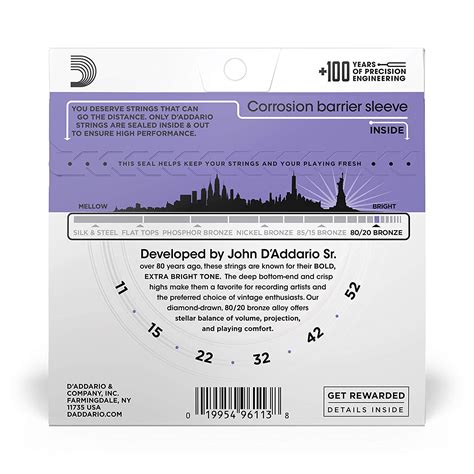 D'Addario EJ13 Custom Light 80/20 Bronze Acoustic Strings - .011-.052