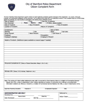 CT Citizen Complaint Form - City of Stamford - Fill and Sign Printable ...