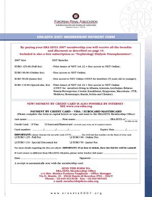 Fillable Online era-edta ERA-EDTA 2007 MEMBERSHIP PAYMENT FORM - era ...