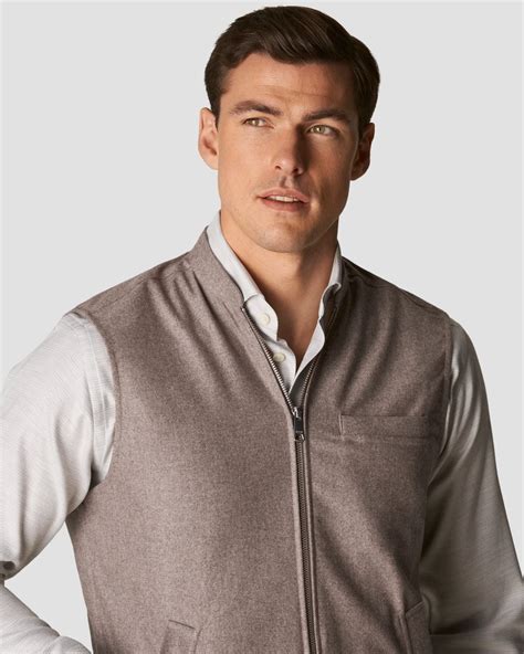 Beige Wool-Cashmere Flannel Vest - Eton