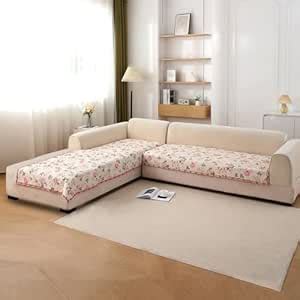 HOKIPO 'HomeHues Series' Printed Quilted L Shape (3+3 Seater) Sofa ...