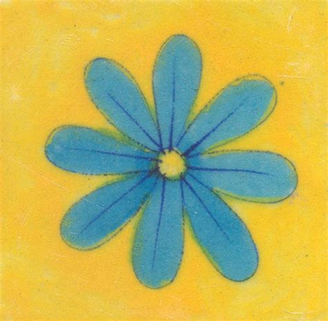Turquoise Flower and Yellow Base Tile – NEERJA INTERNATIONAL INC