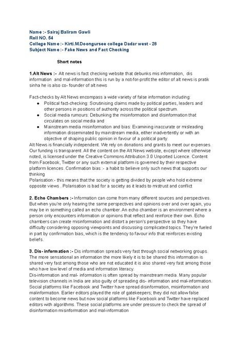 Fake News & Fact-Checking: An Overview of Key Concepts & Impact - Studocu