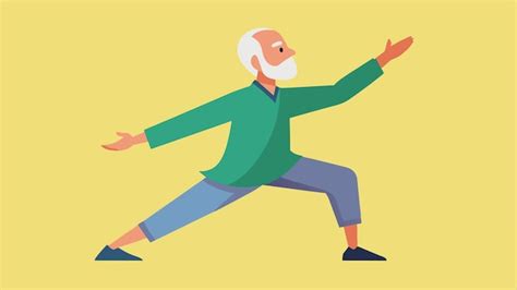 타이치 수업 에 참여 하는 노인 이 감각 을 자극 하기 위해 느린 마음 의 움직임 을 사용 하고 있다 | 프리미엄 AI 생성 벡터