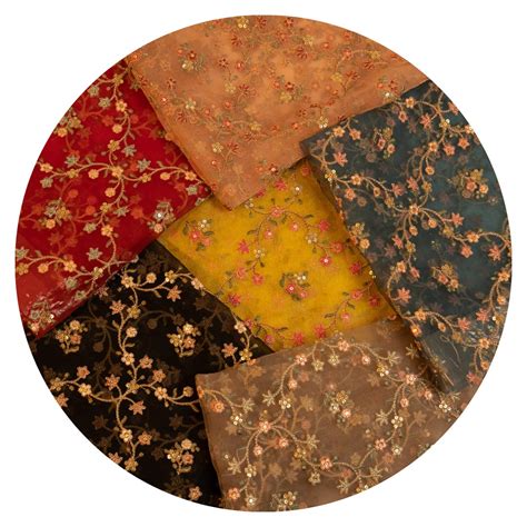 Embroidered Organza Fabric | Organza Embroidery Fabric - Zarinama