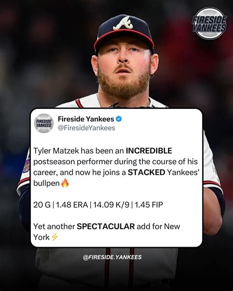 Fireside Yankees | The Yankees newest reliever, Tyler Matzek, has a ...