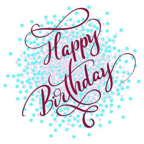 Happy birthday red text on on colored circles background hand drawn ...