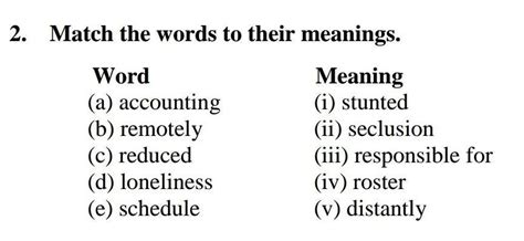 Match the words to their meanings. Word Meaning - Brainly.in
