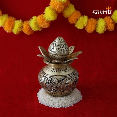 Brass Kalash – 8 Inch Traditional Water Pot for Ritual Use – Sacred Needs