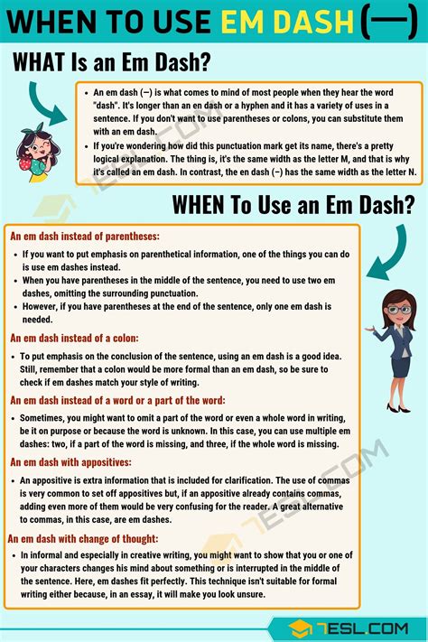 Em Dash (—): How and When to Use an Em Dash (Long Dash) • 7ESL | Writing words, English writing ...