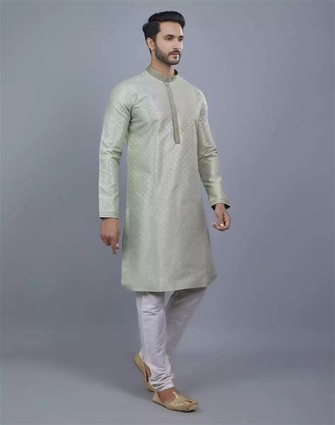 Pista Green All Over Silver Motive Pattern Kurta Set – South India ...